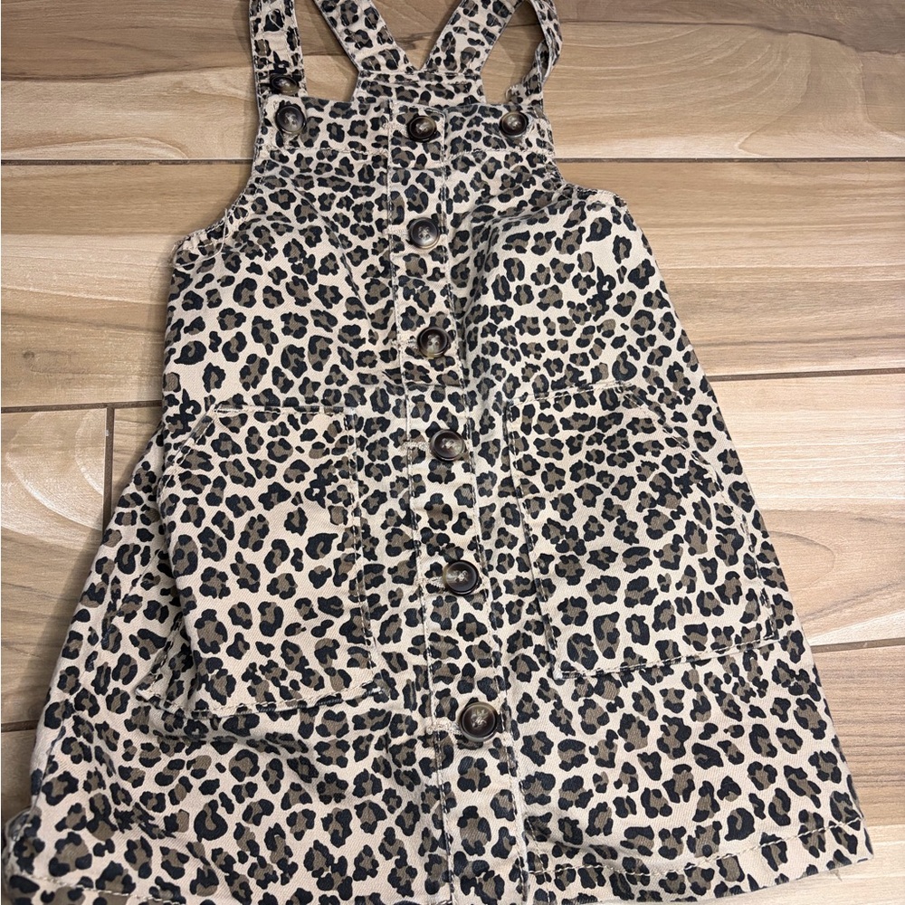 4T Leopard Print Button-Down overall dress
